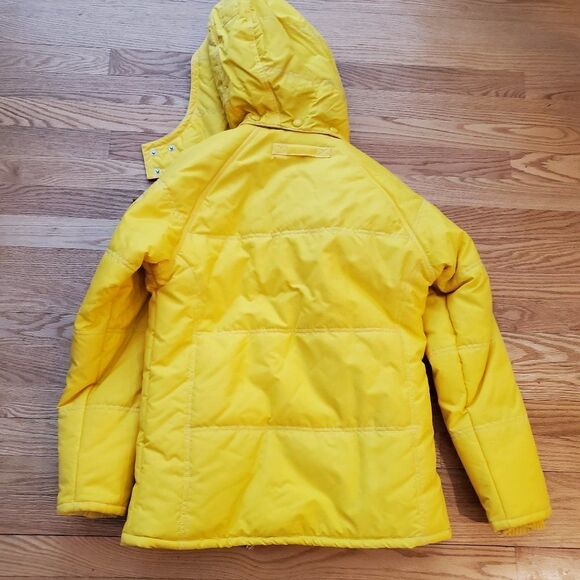 Tommy Hilfiger Jeans Womens Puffer Jacket size S Nautical Yellow Sailing Hood - Picture 2 of 9